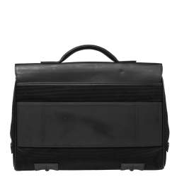 Pre Owned Montblanc Black Fabric and Leather Double Gusset Nightflight Briefcase