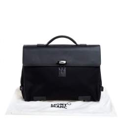 Pre Owned Montblanc Black Fabric and Leather Double Gusset Nightflight Briefcase