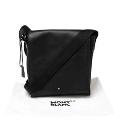 Pre Owned Montblanc Black Leather Meisterstuck North South Messenger Bag