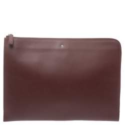 Montblanc Maroon Leather Meisterstuck Zip Portfolio
