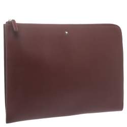 Montblanc Maroon Leather Meisterstuck Zip Portfolio