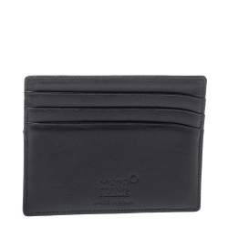 Pre Owned حافظة بطاقات مون بلان ميستيرستوك 6 بطاقات إئتمان جلد أسود 