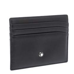 Pre Owned حافظة بطاقات مون بلان ميستيرستوك 6 بطاقات إئتمان جلد أسود 