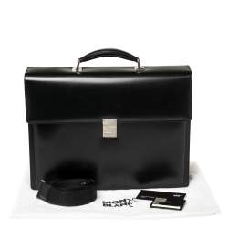 Montblanc Black Leather Meisterstuck Triple Gusset Briefcase