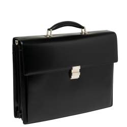 Montblanc Black Leather Meisterstuck Triple Gusset Briefcase