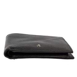 Pre Owned محفظة مون بلان سارت وريال جلد أسود ثنائية الطي