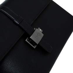 Montblanc Black Leather Westside Flap Wristlet Clutch