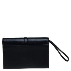 Montblanc Black Leather Westside Flap Wristlet Clutch