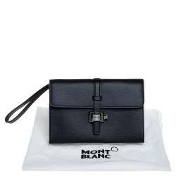 Montblanc Black Leather Westside Flap Wristlet Clutch