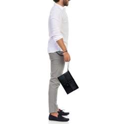 Montblanc Black Leather Westside Flap Wristlet Clutch