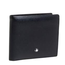 مملوكة مسبقًا محفظة مون بلان ميستيرستوك ثنائية الطيه جلد أسود