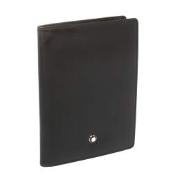 مملوكة مسبقًا حافظة بطاقات مون بلان طية جلد سوداء 
