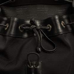Montblanc Black Nylon and Leather Drawstring Flap Backpack