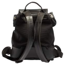 Montblanc Black Nylon and Leather Drawstring Flap Backpack