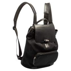 Montblanc Black Nylon and Leather Drawstring Flap Backpack