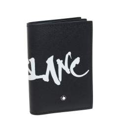 Pre Owned Montblanc Black Leather Sartorial Calligraphy Card Case 