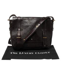 Montblanc Brown Leather Flap Messenger Bag