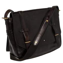 Montblanc Brown Leather Flap Messenger Bag