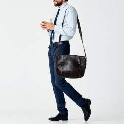 Montblanc Brown Leather Flap Messenger Bag