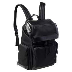 Montblanc Black Nylon and Leather Large Nightflight Backpack