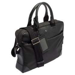Pre Owned Montblanc Black Nylon and Leather Meisterstuck Briefcase Laptop Bag