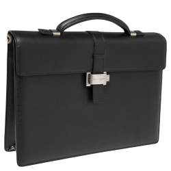 Montblanc Black Leather 4810 Westside Single Gusset Briefcase 