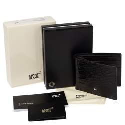Montblanc Mocha Croc Embossed Leather Meisterstuck Bifold Wallet