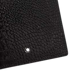 Montblanc Mocha Croc Embossed Leather Meisterstuck Bifold Wallet