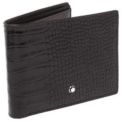 Montblanc Mocha Croc Embossed Leather Meisterstuck Bifold Wallet