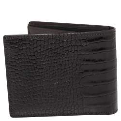 Montblanc Mocha Croc Embossed Leather Meisterstuck Bifold Wallet