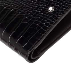 Montblanc Mocha Croc Embossed Leather Meisterstuck Bifold Wallet