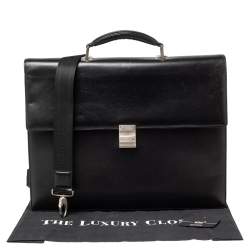 مملوكة مسبقًا حقيبة مستندات مون بلان مجمعة مزدوجة ميسترستك جلد أسود 