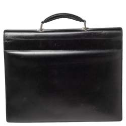 مملوكة مسبقًا حقيبة مستندات مون بلان مجمعة مزدوجة ميسترستك جلد أسود 