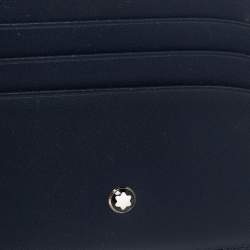 Pre Owned حافظة بطاقات مون بلان ميستيرستوك كلاسيك 6 بطاقات إئتمان جلد أزرق كحلي