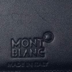 Pre Owned حافظة بطاقات مون بلان ميستيرستوك كلاسيك 6 بطاقات إئتمان جلد أزرق كحلي