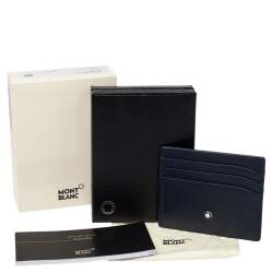 Pre Owned حافظة بطاقات مون بلان ميستيرستوك كلاسيك 6 بطاقات إئتمان جلد أزرق كحلي