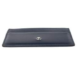 Pre Owned حافظة بطاقات مون بلان ميستيرستوك كلاسيك 6 بطاقات إئتمان جلد أزرق كحلي