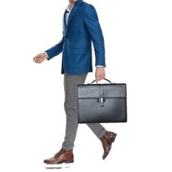 مملوكة مسبقًا Montblanc Black Leather Westside Triple Gusset Briefcase