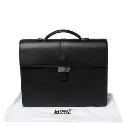 مملوكة مسبقًا Montblanc Black Leather Westside Triple Gusset Briefcase
