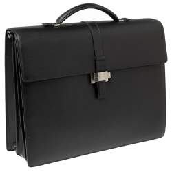 مملوكة مسبقًا Montblanc Black Leather Westside Triple Gusset Briefcase