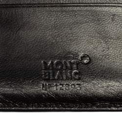 مملوكة مسبقًا محفظة مون بلان مايسترستاك جلد نقشة التمساح سوداء ثنائية الطي