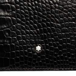 مملوكة مسبقًا محفظة مون بلان مايسترستاك جلد نقشة التمساح سوداء ثنائية الطي
