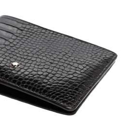 مملوكة مسبقًا محفظة مون بلان مايسترستاك جلد نقشة التمساح سوداء ثنائية الطي