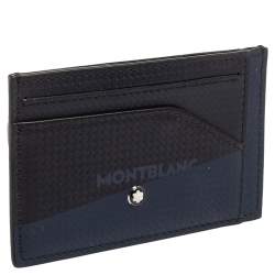 مملوكة مسبقًا حامل بطاقات مونت بلانك جلد أزرق/أسود