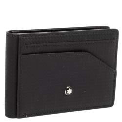 مملوكة مسبقًا حافظة بطاقات مون بلان طية مزدوجة ميسترستوك جلد أسود