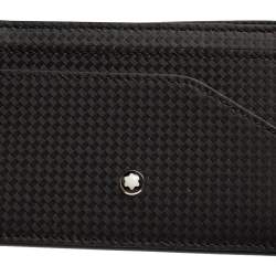 مملوكة مسبقًا حافظة بطاقات مون بلان طية مزدوجة ميسترستوك جلد أسود