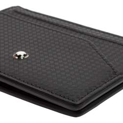 مملوكة مسبقًا حافظة بطاقات مون بلان طية مزدوجة ميسترستوك جلد أسود