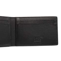 مملوكة مسبقًا حافظة بطاقات مون بلان طية مزدوجة ميسترستوك جلد أسود