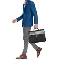 مملوكة مسبقًا Montblanc Black Leather and Nylon Briefcase