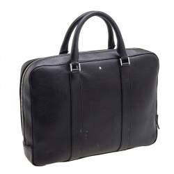 مملوكة مسبقًا حافظة مستندات مونت بلانك ميسترستوك جلد محبب ناعم أسود